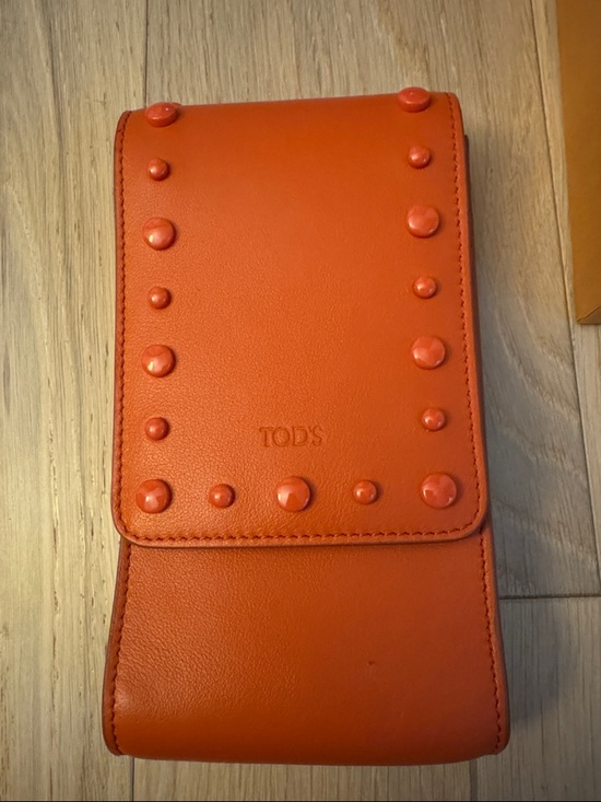 Tod's Other - Tod's Orange Leather Studded Phone Case
